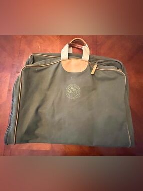 G.H. Bass & Co. Vintage Canvas & Leather Trim Folding Garment Bag - Olive Green